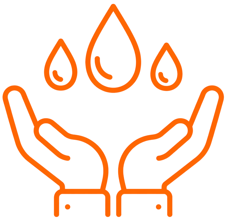 Hands receiving water